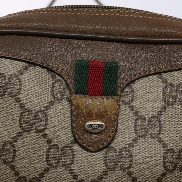GUCCI GG Supreme Web Sherry Line Shoulder Bag PVC Beige - Picture 12 of 16